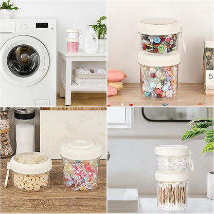Portable Laundry Detergent Dispenser with Handle, Stackable Laundry Storage Containers for Apartments and Dorms, Small Plastic Detergents Organizer for Scent Booster Pods Tablets Powder- 2 Tier