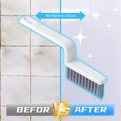 V-Shaped Grout Cleaner Brush, 3 Pcs Grout Brushes for Tile Floor, Handheld Grout Cleaning Brushes Set with 3 Hooks for Shower, Bathroom, Kitchen, Home Use, Stiff Bristle