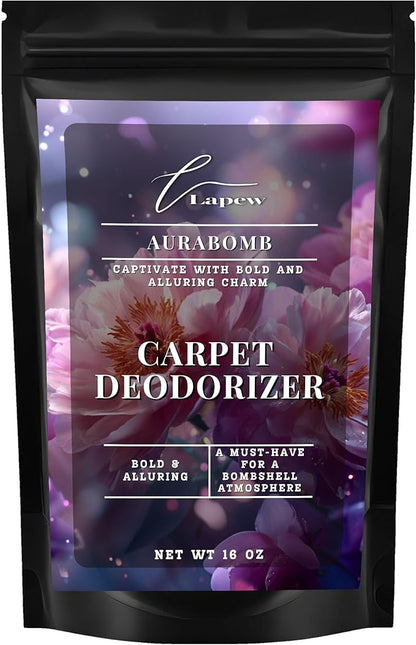 Lapew Aurabomb Carpet Deodorizer Powder - Pet Safe Freshener for Vacuuming | Scented Odor Eliminator for Home | 16 oz