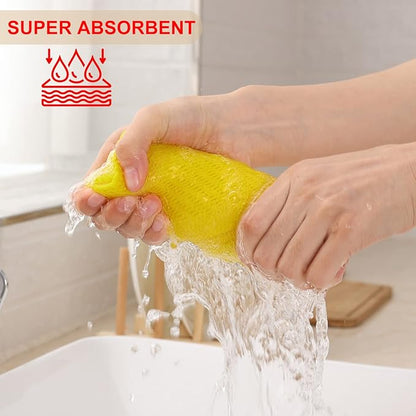 Kitinjoy 100% Cotton Waffle Weave Kitchen Hand Towels (13 x 28 Inches, Yellow), 4-Pack Super Soft and Absorbent Dish Towels for Drying Dishes