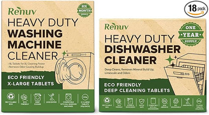 Renuv® Washing Machine Cleaner + Dishwasher Cleaner Bundle - Heavy Duty Appliance Deep Cleaning, Descaling and Deodorizing