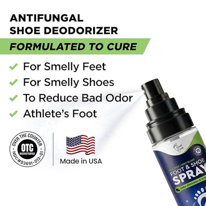 Tea Tree Foot Odor Spray - Mint Blast Shoe Deodorizer for Smelly Feet, Athletes Foot Spray Odor Eliminator No More Smelly Shoes or Stinky Feet | Removes, Controls & Prevents Odors - 120ml Made in USA