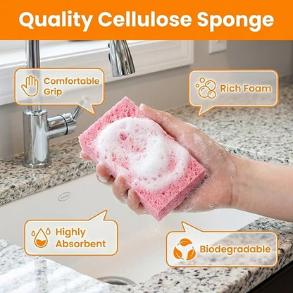 15 PCS Kitchen Sponges, Natural Compressed Cellulose Sponge for Dishes Cleaning Cleaning Scrub Colored Sponge Non Scratch Natural Dish Sponges for Kitchen Bathroom Cars, Funny Cut-Outs DIY