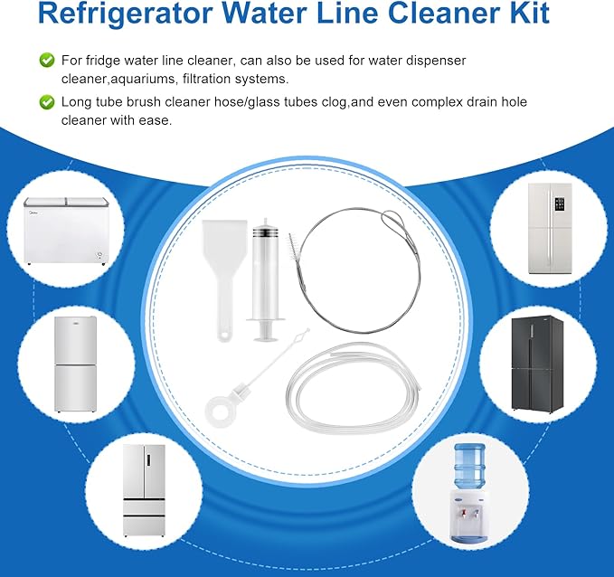 5 Pcs Refrigerator Drain Cleaning Tool Kit Long Tube Brush Cleaner, Fridge Waterline Buddy For Refrigerator, Water Line Cleaner, Reusable Fridge Water Line Kit for Refrigerator Drain Holes