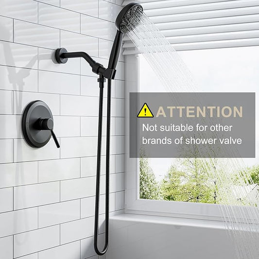 Single-Handle Shower Faucet Set Matte Black Shower Trim Kit with Valve 6 Spray Handheld Shower Head Shower Valve and Trim Kit Bathroom Shower System Fixtures KIYPUT