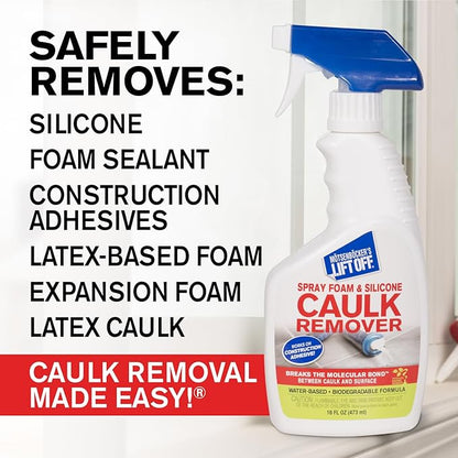 Motsenbocker's Lift Off 41116-6PK 16-Ounce Spray Foam and Silicone Caulk Remover Spray Safe on Showers, Construction Adhesives, Stainless Steel, Ceramic Water-Based, Pack of 6