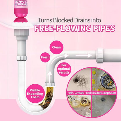 Foaming Sink Drain Cleaner: Drain Clog Remover for Kitchen Bathroom Tubs and Showers (2 pack)