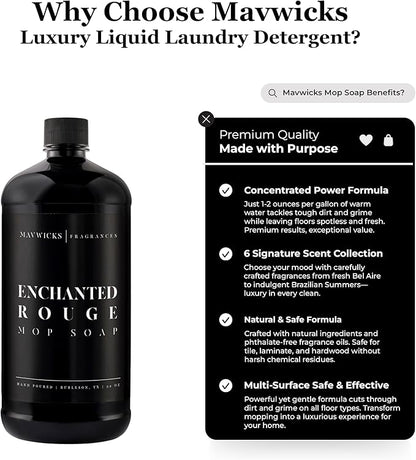 Fragrances - Luxury Mop Soap (Enchanted Rouge) 32 Oz – Enchanted Rouge Scented Floor Cleaner for Mopping – Pet Safe, Best Smelling Mop Detergent for All Surfaces