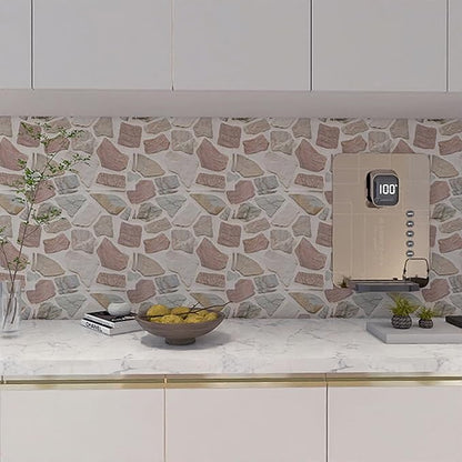 3D wall Panels Peel and Stick,Faue Stone Wall Panel,3D Texture PVC Waterproof Self Adhesive Decorative for Living Room Bedroom Kitchen Bathroom Interior wallboard 10PCS 11.81x11.81 inches