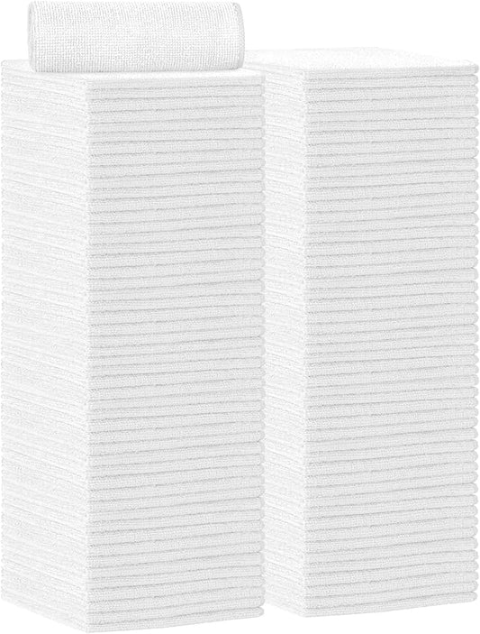 AIDEA Microfiber Cleaning Cloth White 100PK, Soft Microfiber Towels for Cars, Absorbent Cleaning Rags, Lint-Free Streak-Free Wash Cloths for House, Kitchen, Window, 11.5"×11.5"