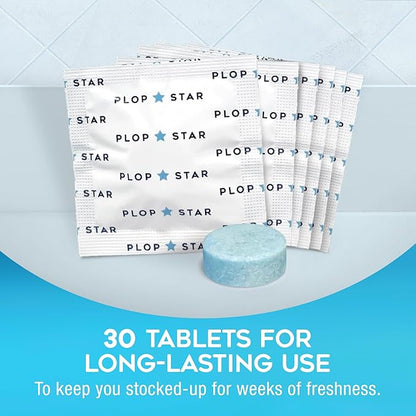 Toilet Tablets Odor Eliminator, Discreet Toilet Deodorizer Drop Ins, Portable Toilet Drops for Bathroom Odor Control, Individually Wrapped Travel Tablets, 30 Pack | As Seen on Shark Tank