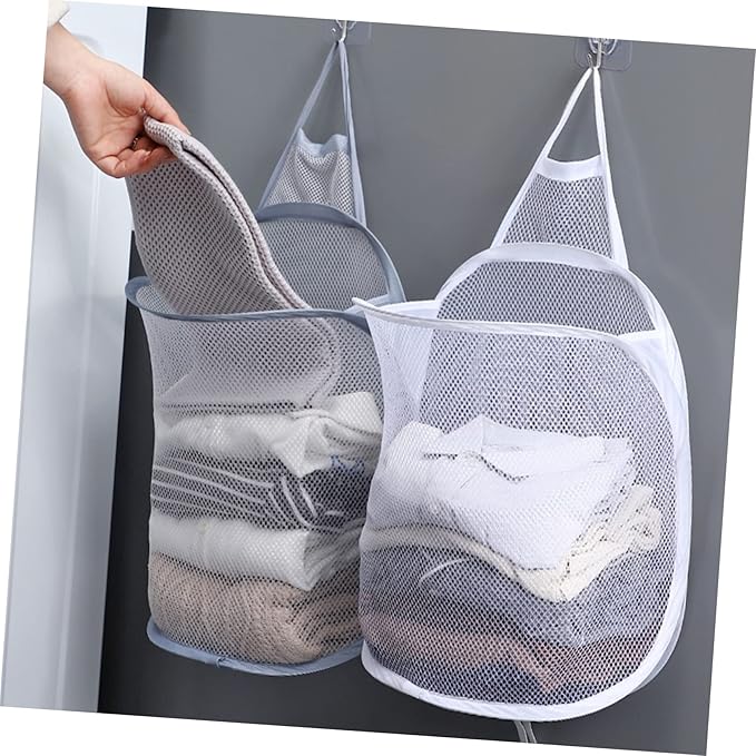 2pcs Wall Mounted Laundry Hanging Basket Storage Organizer for Dirty Clothes Space Saving Design for Home Dorm Use and Stylish for Sundries Storage