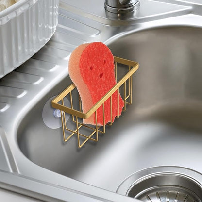 HLOOL Gold Sponge Holder for Kitchen Sink,Kitchen Sink Sponge Holder,Sink Organizer(Gold)