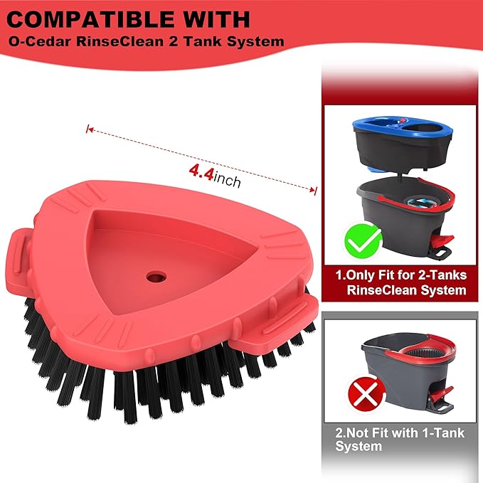 Aifacay Upgraded Replacement Scrub Brush for O-Cedar 2-Tank Spin Mop, 4.4" Triangular Heavy-Duty Stiff Bristle Scrubber Head for Tile, Grout, Bathroom, Kitchen & Floor Deep Cleaning