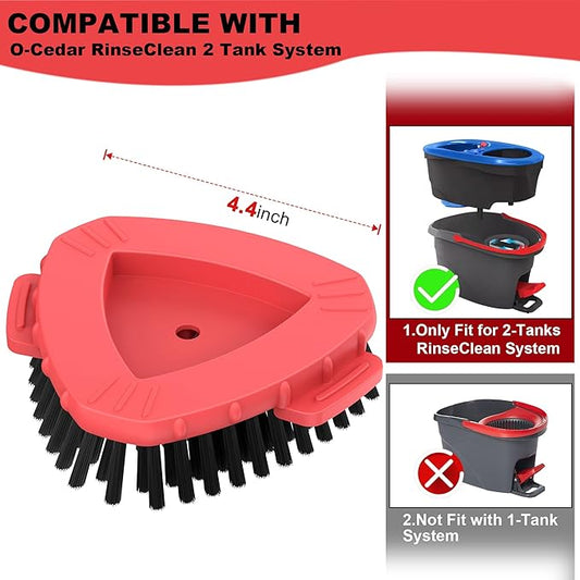 Aifacay Upgraded Replacement Scrub Brush for O-Cedar 2-Tank Spin Mop, 4.4" Triangular Heavy-Duty Stiff Bristle Scrubber Head for Tile, Grout, Bathroom, Kitchen & Floor Deep Cleaning