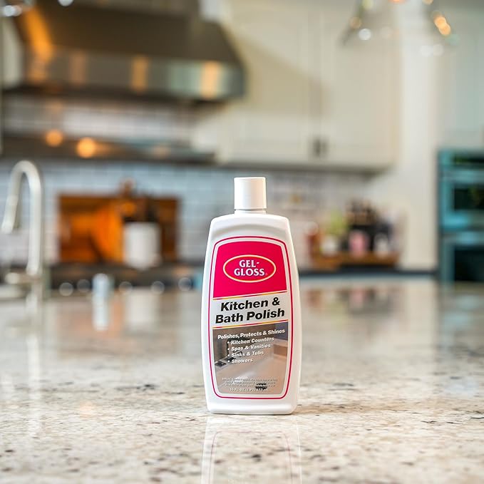 Gel-Gloss Home Kitchen & Bath Polish | Carnauba Cleaner Wax Formulation | Removes Water Spots, Light Scratches & Stains | Restores Color & Shine | Carnauba Wax Protective Coating, 16 oz.