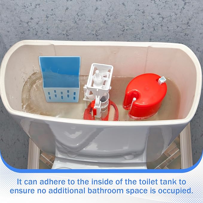 Weysat 2 Sets Toilet Tank Carrier with Adhesive Backing 3.2 x 9 Inch Toilet Tank Cleaner Bracket Can Holder Collect The Left After The Blue and Bleach Tablets Are Dissolved