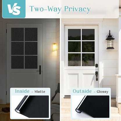 Haton Blackout Window Film Kit, Frosted Privacy Cover for Glass, Sun Light Blocking Black Out Window Tint, Static Cling Room Darkening Heat Control Shades for Home Day and Night, Black 35.4" x 78.7"