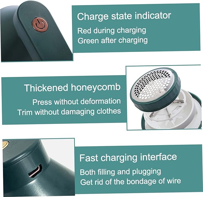 Fabric Shaver USB Rechargeable Lint Remover Electric Lint Shaver for Clothes Furniture Green Electric