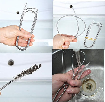2 Pack 60 Inch Long Flexible Tube Cleaning Brush, Stainless Steel and Nylon Bristles, Suitable for Home Kitchen, Fish Tank, Water Pump Accessories, and More