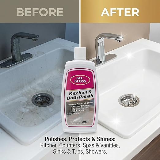 Gel-Gloss No Scent Kitchen and Bathroom Cleaner Liquid 16 fl. Oz. (Pack of 2) - Tile Polish - Kitchen & Bath - Laminate Countertop Polish
