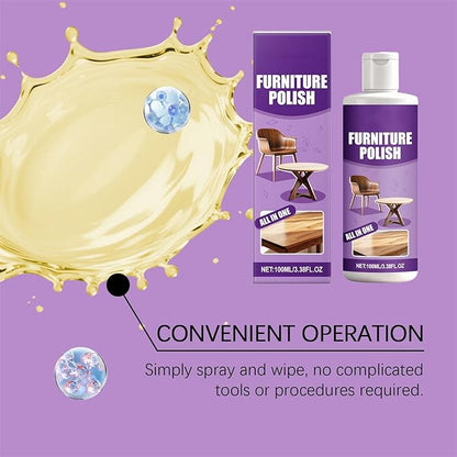 Furniture Polish, 100ml Furniture Restorer Spray, Floor Maintenance Agent with Shine and Protection, Suitable for Hardwood, Leather, Kitchen Cabinets, Counters, Tables, and Household Seats, Easy-to-Us