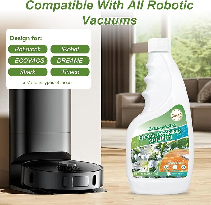 Snowlily 2 Pack Floor Cleaner Solution for Hardwood & Tile Floors, Compatible with Roborock, All Robot Vacuum Mops & Wet Dry Vacuum Cleaners, Deep Cleans For Multiple Hard Floors