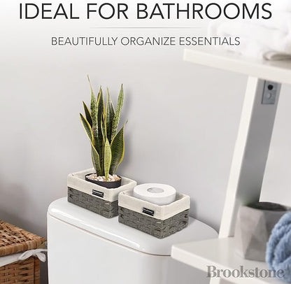 Brookstone Wicker Shelf Storage Basket Decorative Shelf Bin, bathroom organizers and storage, Boho Living Room Decor, Spring Storage 2026-3 Piece Set