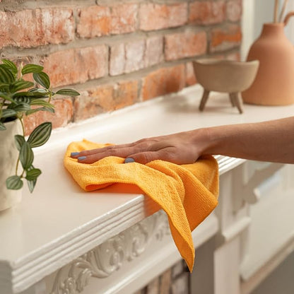 S&T INC. 100 Pack Microfiber Cleaning Cloth, Bulk Towels for Home, Reusable Microfiber Towels for Cars, Cleaning Rags, Assorted, 11.5 Inches x 11.5 Inches, 100 Count