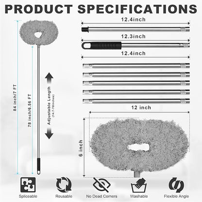 Storystore Ceiling Fan Cleaner Duster - Adjustable Duster with Extension Pole,Dusters for Cleaning Fan Blade, Walls and Cobweb (7FT/Grey)