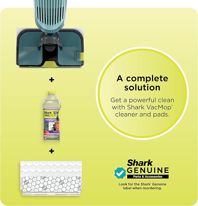 Shark VACMOP Reveal NEW Cordless Hard Floor Cleaner, Vacuum & Spray Mop, Powerful Suction, Lightweight, Illumination Light, Includes 4 Disposable Pads, 12oz Pet Multi-Surface Cleaning Solution, VM401