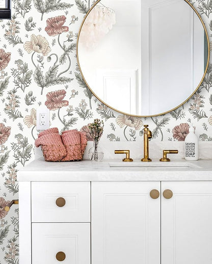 Timeet Floral Peel and Stick Wallpaper Self Adhesive Removable Wallpaper 16"x78.7" Wall Mural for Bedroom Bathroom Wall Decor