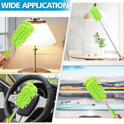 2 Pack Extendable Microfiber Feather Duster for Cleaning, Washable Dusters, Up To 30 Inch Reachable, Wet and Dry Use Cleaning Tools for Car, Ceiling Fan, Window, Furniture, Office