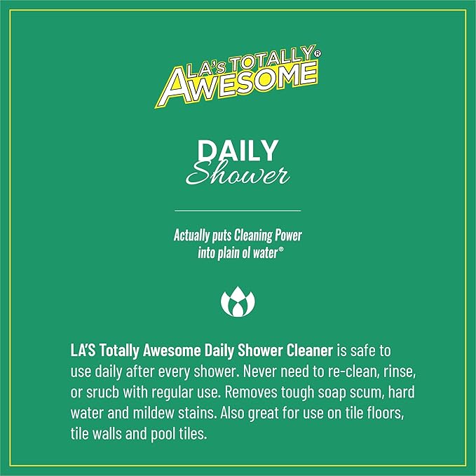 La's Totally Awesome Daily Shower Cleaner Spray, For Showers, Tubs and more, Plant-Derived Formula, 32 Fl Oz (Pack of 6)