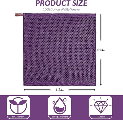 Nialnant 6 Pack Kitchen Dish Cloths,100% Cotton Dish Rags for Washing Dishes,Super Soft Absorbent Cleaning Rags-Purple,12x12 Inch