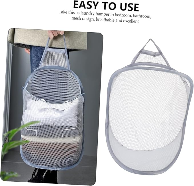 2pcs Folding Wall-mounted Storage Organizer Baskets for Laundry Breathable Mesh Design Dirty Clothes Hamper for Home and Bedroom Stylish Household Sundries Container