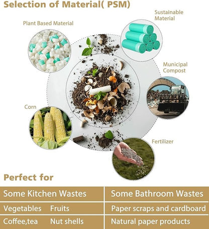 AYOTEE Compostable Trash Bags 4 Gallon Drawstring Trash Bags,100 Counts Ultra Strong Unscented Garbage Bag Small TrashBags Waste Basket Liners for Bathroom, Kitchen, Car, Pet