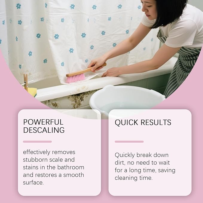 Bathroom Cleaner Foam Spray, Pink Limescale & Soap Scum Remover, No-Rinse Descaler for Toilet, Shower, Sink, Bathtub, Tile & Glass Surfaces, Powerful Yet Gentle Formula (2Pcs)