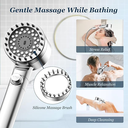 FEELSO Filtered Shower Head with Handheld, High Pressure 4 Spray Showerhead with Filters & Upgraded Anti-clog Nozzles for Hard Water -Remove Chlorine, Reduce Dry Itchy Skin -ON/OFF Switch