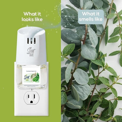 Scent Fill Eucalyptus Spearmint Plug in Air Freshener, Scented Oil Refills, 2 Refills + Diffuser