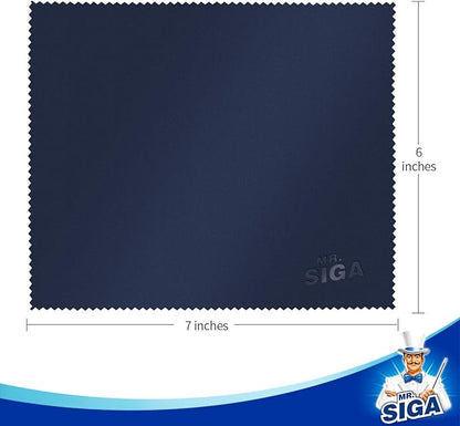 MR.SIGA Premium Microfiber Cleaning Cloths for Lens, Eyeglasses, Screens, Tablets, Glasses, 12 Pack, 6 x 7 inches (15 x 18 cm), Navy/Gray