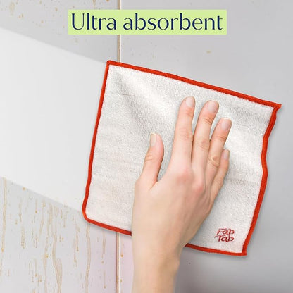 Fab Tab Viscose Made from Bamboo Cleaning Cloths Ultra Absorbent, Reusable Kitchen Cloths, Quick Drying, Non-Scratch, Color Coded Cleaning Cloths, Includes Coconut Sponge, Multicolor, 7-Pack