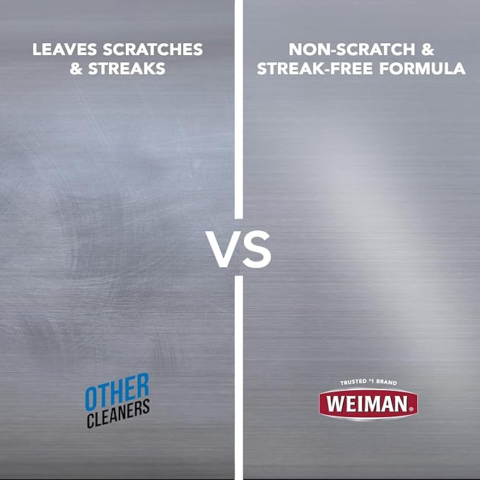Weiman Stainless Steel Cleaner & Polish Kit, 1 Wipes & Cloth, Anti-Fingerprint, Removes Grease, Water Spots, Streaks & Residue, Polishing Cleaner Safe for Appliances, Chrome, Sinks & Grill Exteriors