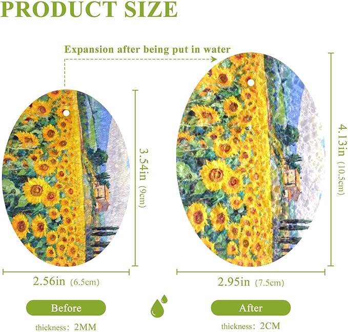 Sunflower Kitchen Scrub Sponges, Pop-up Kitchen Cleaning Sponges Reusable Dish Washing Sponges for Bathroom Household Cleaning 3 Pack - Non Scratch Scrubber