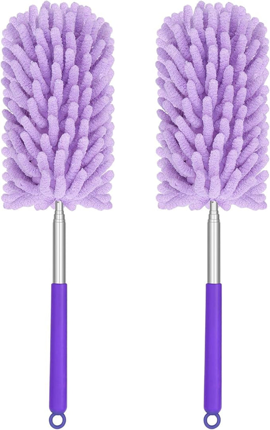 Mini Duster for Cleaning, 360° Bendable Hand Dusters with Extension Pole, Washable Small Duster for Car Interior, Office, Furniture