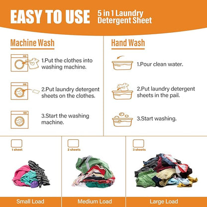 YUCO Laundry Detergent Sheets-Liquidless Eco-Friendly Travel Laundry Sheets Detergent for Travel No Plastic & Hypoallergenic (Citrus)