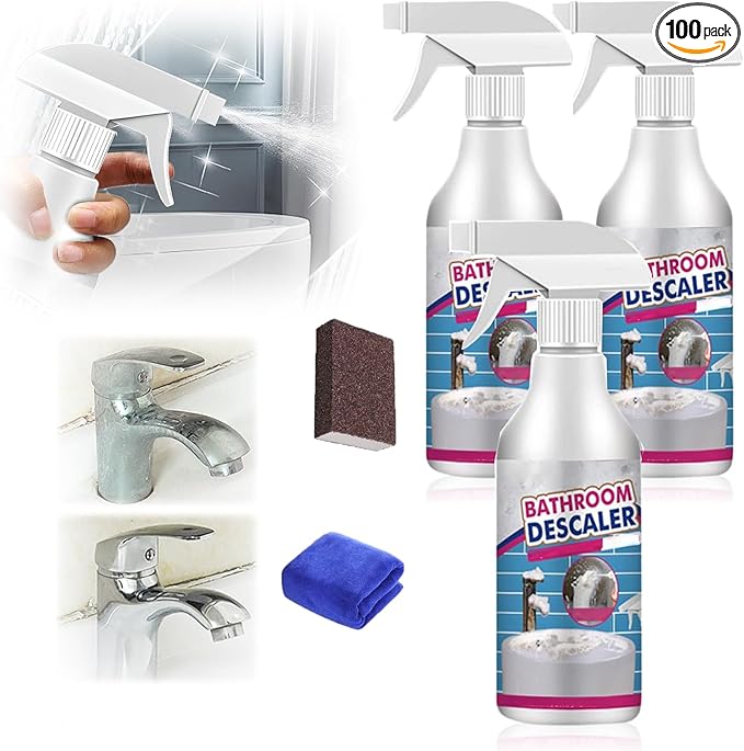 Bathroom Descaler Foam Cleaner Spray, 2026 New Upgraded Multipurpose Stubborn Stains Cleaner, All Purpose Rinse Cleaning Foam, Powerful Descaling Cleaning Agent for Kitchen Bath Glass (3)