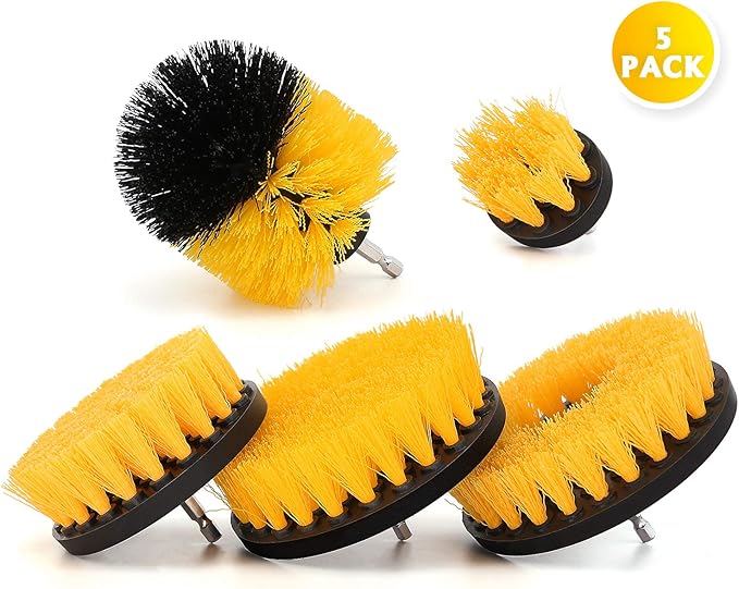 5 Pieces Drill Brush Attachments, Scrubber Brush for Drill, Power Cleaning Kit for Carpet, Car Detailing, Bathroom Surface, Upholstery, Grout, Tiles, Sinks, Shower, Boat, Corner