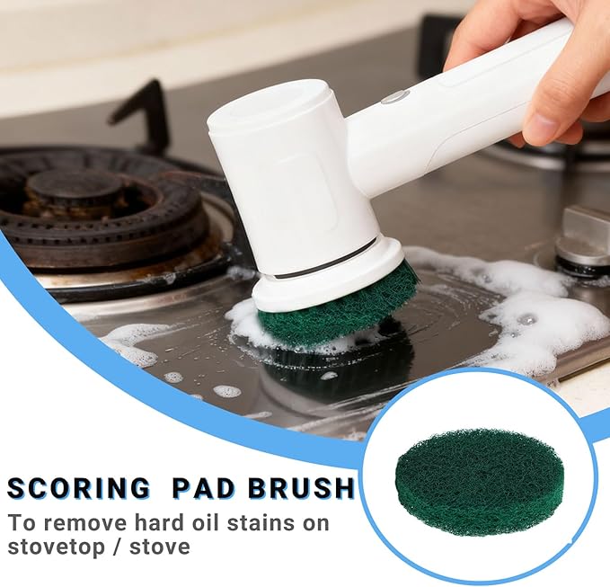 Replacement Brush Heads, 4-Pack Multi-Surface Spin Scrubber Heads for Cordless Electric Power Scrubber, Cleaning Pads for Bathroom, Kitchen, Tile, Bathtub, Car Detailing & Floor
