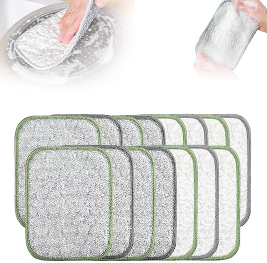Multipurpose Wire Dishwashing Cloth, 2025 Upgraded Double-Sided Cleaning Cloth, Silver Stainless Steel Cloth and Multi-Layer Cotton Thread, Metal Scrubbing Pads Sponge Cloths for Home Kitchen (15)